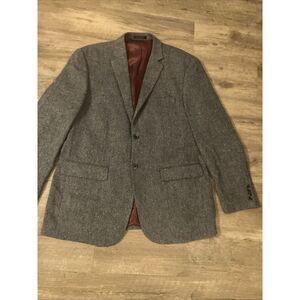 Southern Pines Herringbone Blazer Men L Sports Coat Wool‎ Blend Lined 2 Button